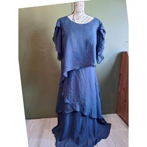 Chic Layered Maxi Dress in Deep Blue